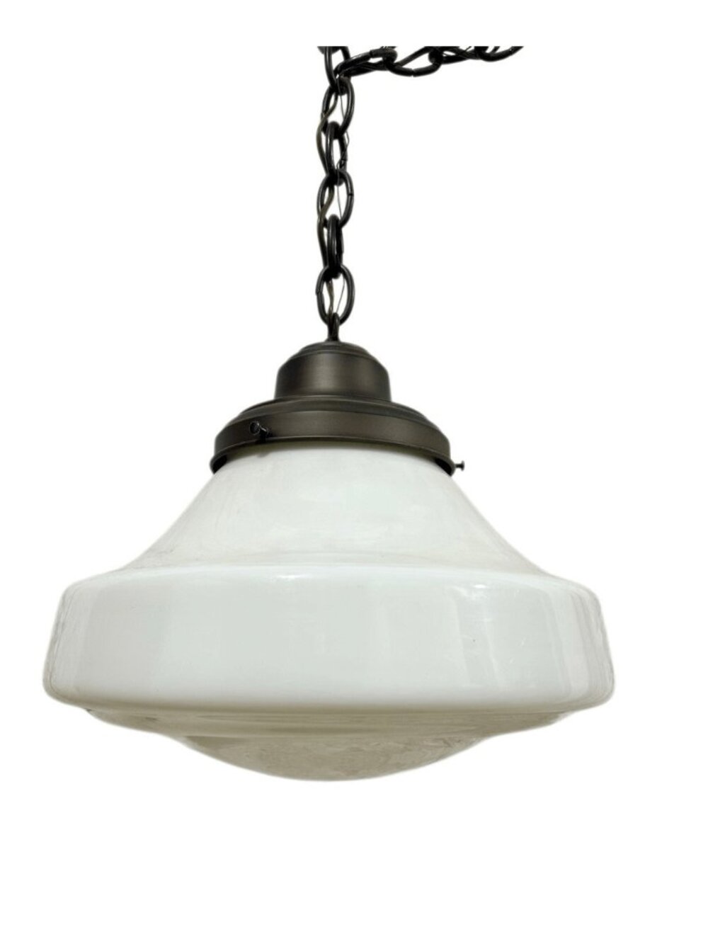 Vintage School White Glass Pendant Lighting Fixture